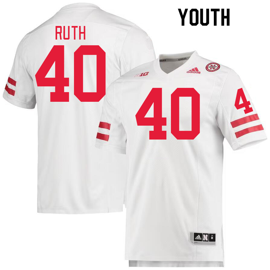 Youth #40 Trevor Ruth Nebraska Cornhuskers College Football Jerseys Stitched Sale-White - Click Image to Close